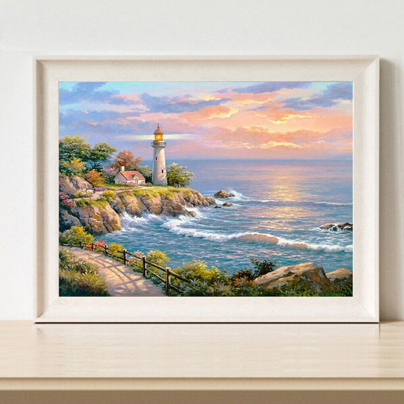 Oil Paint By Numbers Picture DIY Painting Ocean View Painting Kit Artwork