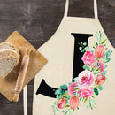 Flower J Printed Linen Apron Waterproof Cooking Bibs Pinafore (82x68cm)