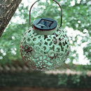 LED Solar Lantern Light Metal Hollow Lantern Hanging Lamp Garden Decor (D) Newly