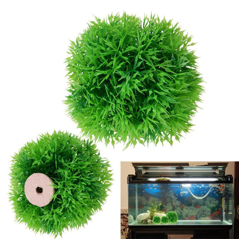 Aquarium Artificial Water Plant Grass Ball Ornament Landscape Decor(Green) Newly