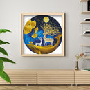 Partial Embroidery Printed 11CT Ginkgo Leaf Elk Needlework DIY Cross Stitch Kits