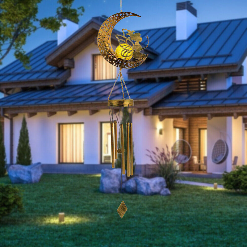 Solar Moon Fairy Light Hanging Iron Hollow Outdoor Garden Yard Patio Decoration