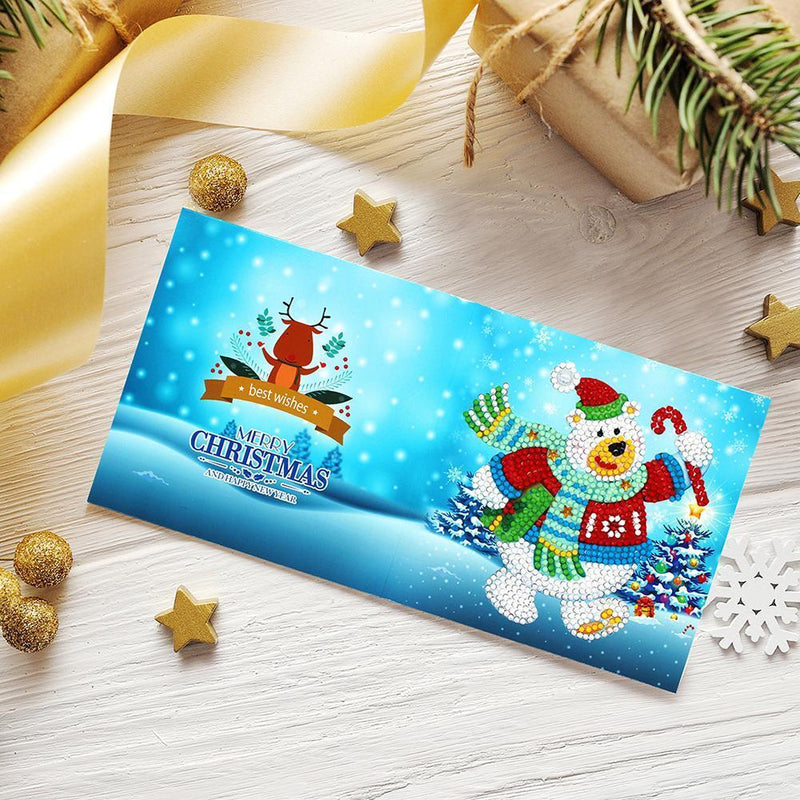 8pcs 5D DIY Partial Special Diamond Painting Xmas Greeting Cards Birthday Gifts
