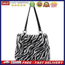 Women Fashion Zebra Stripes Cow Print Shoulder Bags Winter Plush Shopping Bag