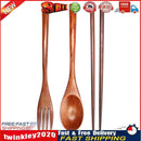 Japanese Portable Wood Chopsticks Fork Spoon Tableware Cutlery Set (C) Newly