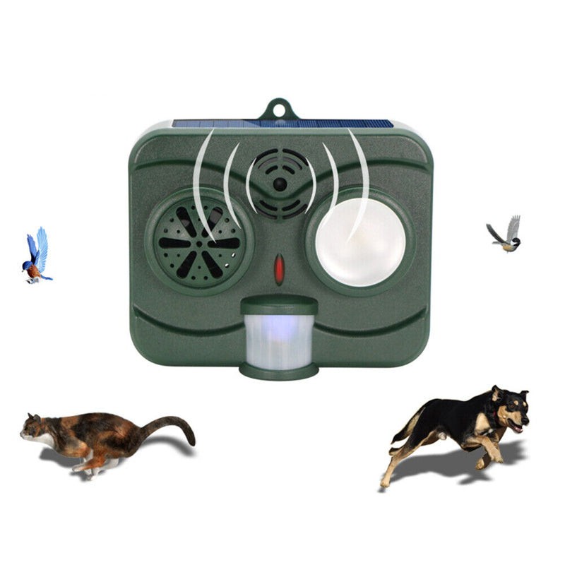 Solar Bird Cat Dog Repeller Ultrasonic Waterproof Infrared Animal Repellent