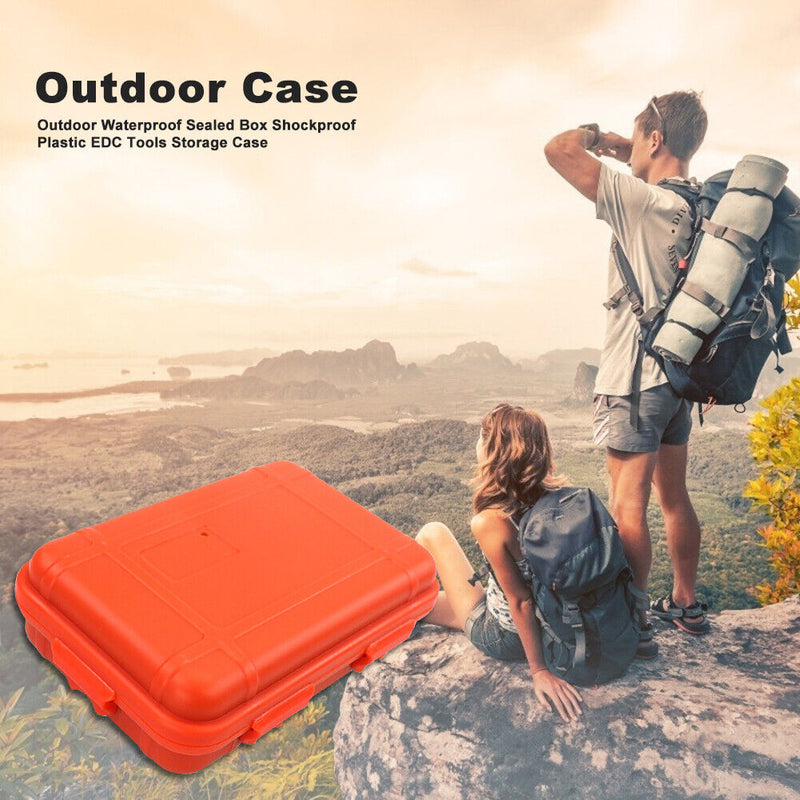 Outdoor Waterproof Sealed Box Shockproof EDC Tools Storage Case (Orange M) Newly
