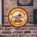 Busted Knuckle Garage Round Retro Metal Plate Tin Sign for Bar Club Cafe Newly