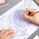Multifunctional Rotatable Drawing Ruler Math Art Design Template (Blue) Newly
