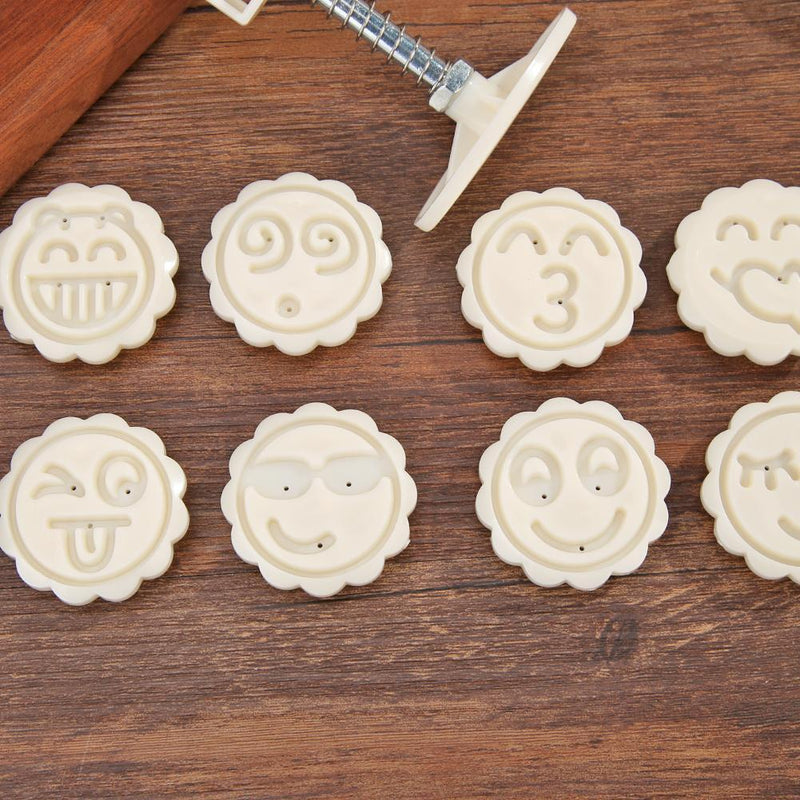 Hand Press Mooncake Mold Cake Emoticon Printed Cake Decor Kitchen Bake Tool