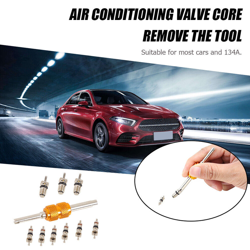 9pcs R-134a Car A/C Air Conditioning Valve Cores with Remover Installer Tool