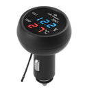 3 in 1 12/24V Car Auto LED Digital Voltmeter Gauge+Thermometer+USB Charger Blue
