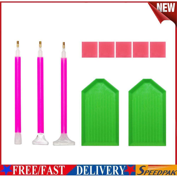 DIY Diamond Painting Tools Set 5D Mosaic Painting Pen Clay Tray Accessories #F