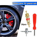 30pcs Brass Valve Cores with Remover + 4-in-1 Tool Car Bike Tire Repair Tools