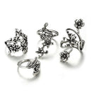 Rings Hollow Carved Flowers Knuckle Rings Set Midi Rings Set Stack Rings