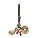 Five Emperors Coins Lucky Wealth Brass Chinese Keyring Money Bag Keychain