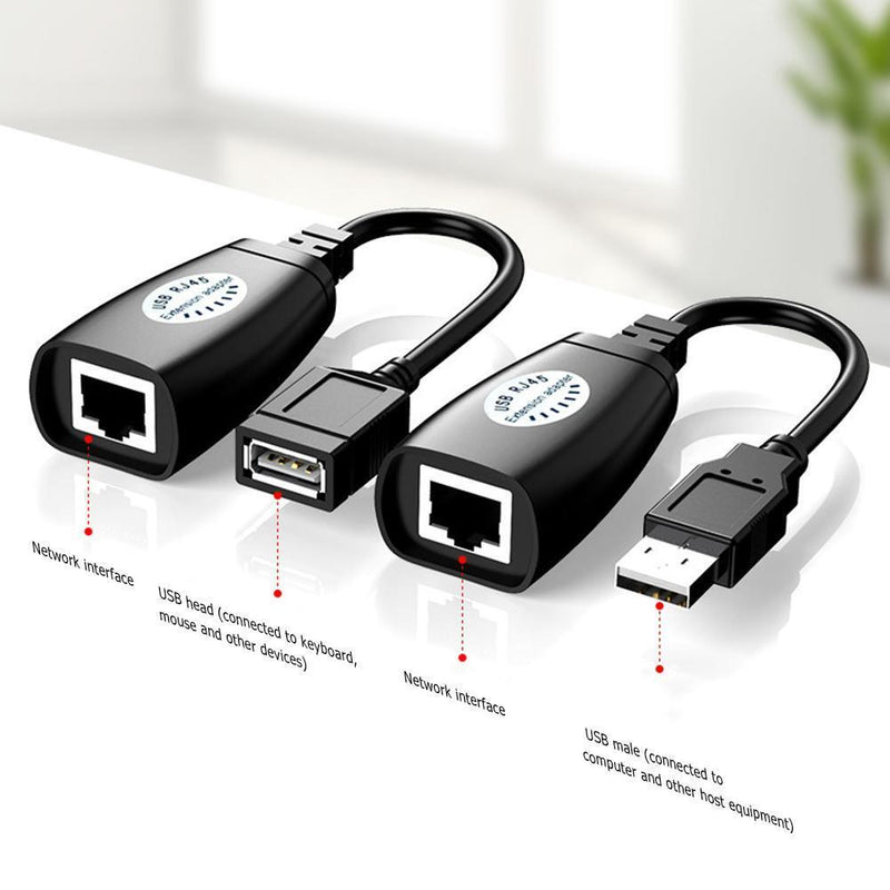 HW-RJ11 USB to RJ45 LAN Connector Adapter 50m Extension Cable Signal Amplifier