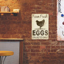 Tin Plates Wall Art Signs Retro Painting Fresh Eggs Letter Metal Poster for Bar
