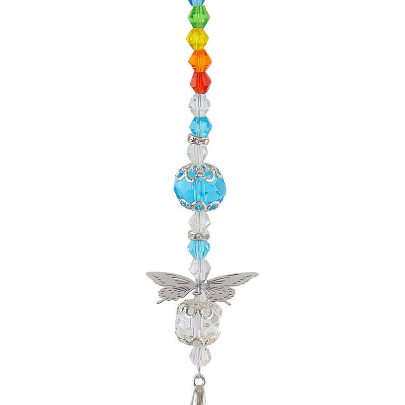 Crystal Wind Chimes Pendant Butterfly Metal Hanging Outdoor Home Garden Decor
