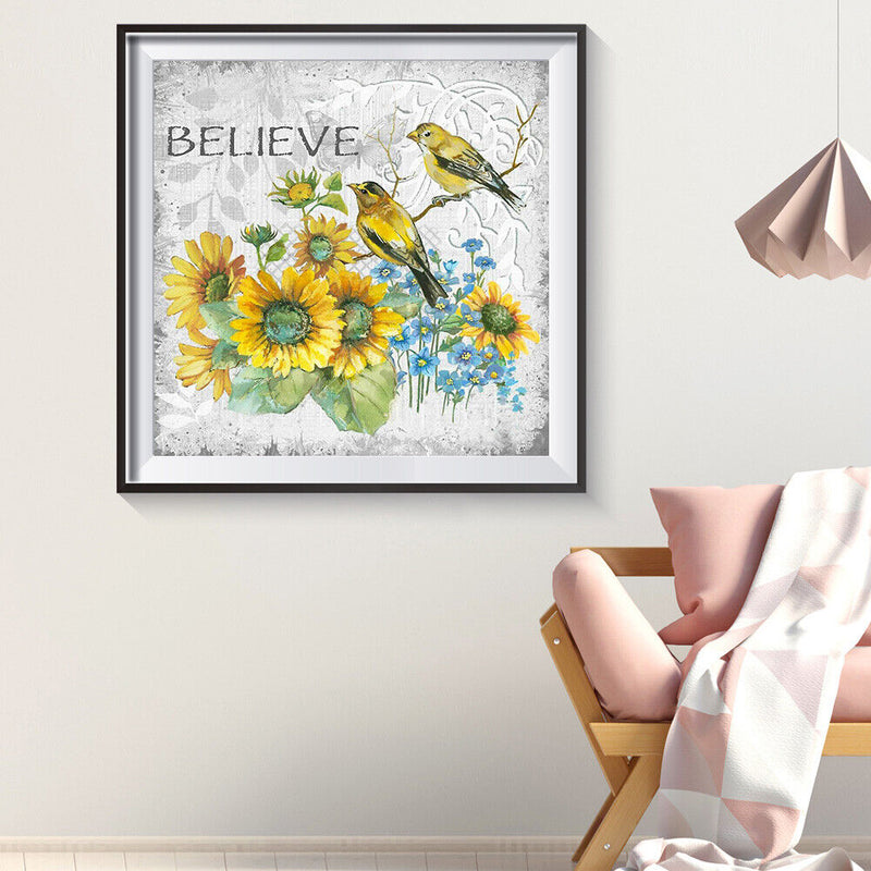 5D DIY Diamond Painting Flowers Birds Full Round Drill Mosaic Art Home Picture