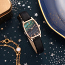 Simple PU Leather Watch Elegant Bracelet Women Square Dial Quartz Wristwatch Set