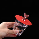 Transparent Red Cherry Silicone Cup Cover Heat-resistant Reuse Lid (Bear)