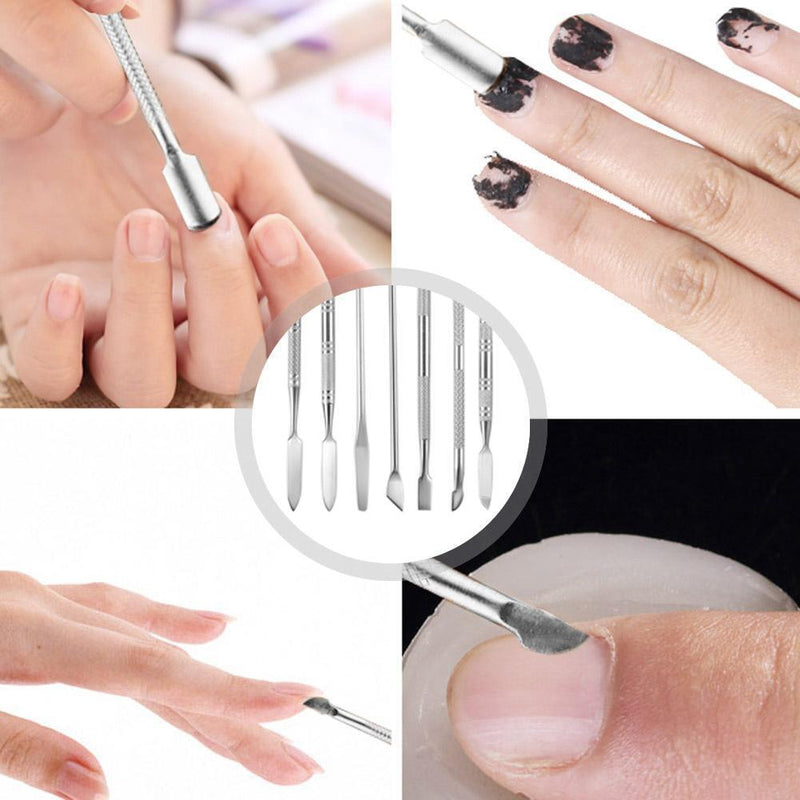 7pcs Nail Art Pusher Stick Manicure Cutter Cuticle Pusher Dead Skin Remover