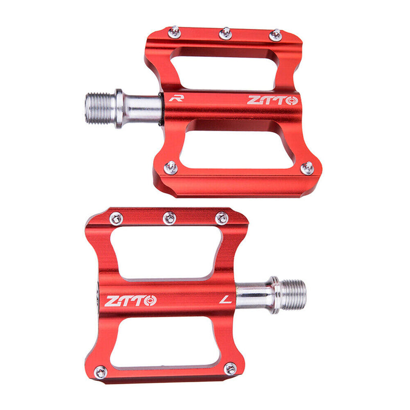 ZTTO Bicycle MTB Road Bike Smooth Bearings Anti-slip Flat Pedals (Red) Newly