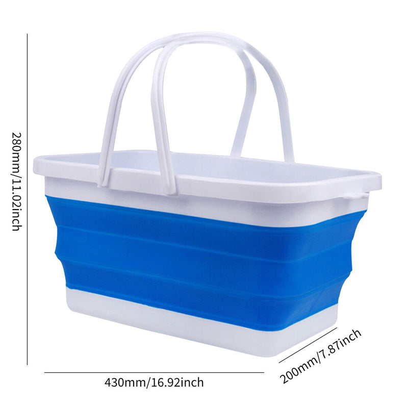 Collapsible Bucket Portable Water Wash Basin for Camping Hiking (Blue) Newly