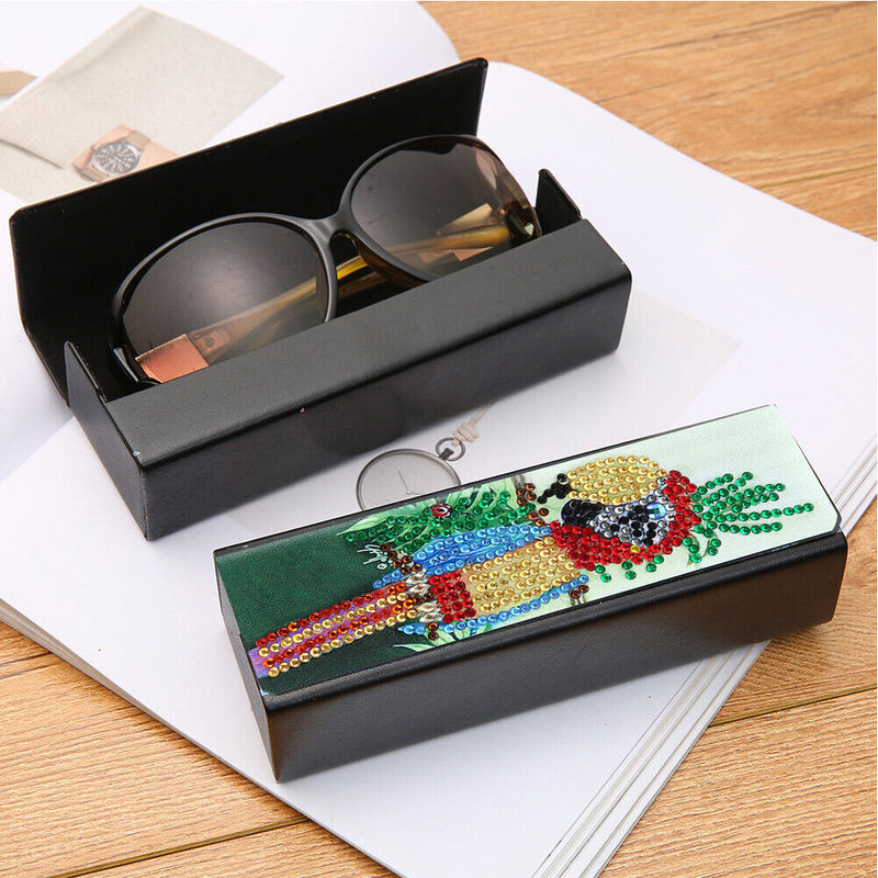 DIY Leather Diamond Painting Glasses Storage Case Mosaic Kit (Q38 Bird)