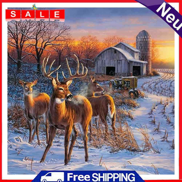 Oil Paint By Numbers Picture DIY Drawing Farmhouse Deer Acrylic Paint Decor Art