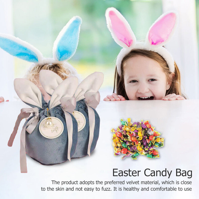 Rabbit Ears Gift Packing Bags Easter Bunny Shape Velvet Birthday Party Pouches