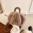 Women Plush Fur Solid Color Handbag Winter Casual Cloud Small Top Handle Bag