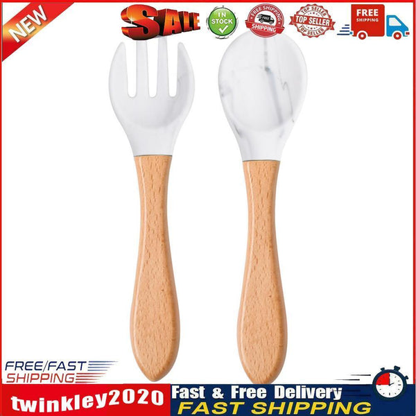 Baby Wooden Silicone Feeding Spoon Toddlers BPA-free Tableware (1) Newly