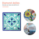 5D DIY Diamond Painting Kit Coaster Ceramics Insulation Cartoon Pad (Blue)