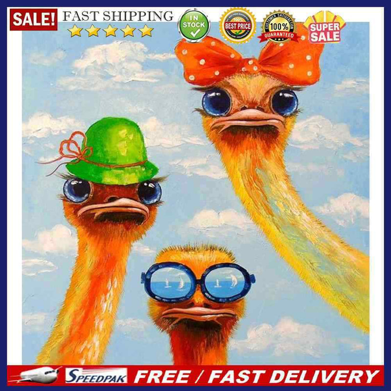 Oil Paint by Numbers Ostrich Canvas Artwork Living Room Picture Decoration