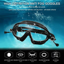 Swimming Goggles with Earplugs Waterproof Adults Diving Eyewear (Black)2x