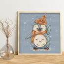 Full Embroidery Penguin 3-Beach 11CT Printed Cross Stitch Cotton Kit for Home