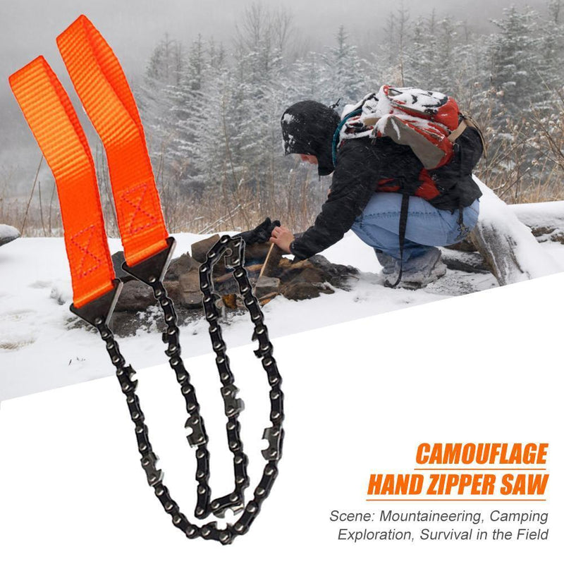 Outdoor Camping Orange Braided Handle Hand Zipper Saw Survival Equipment