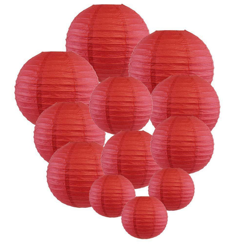 4 inch Round Chinese Paper Lantern DIY Paper Ball Lamp Party Decor (Red) Newly