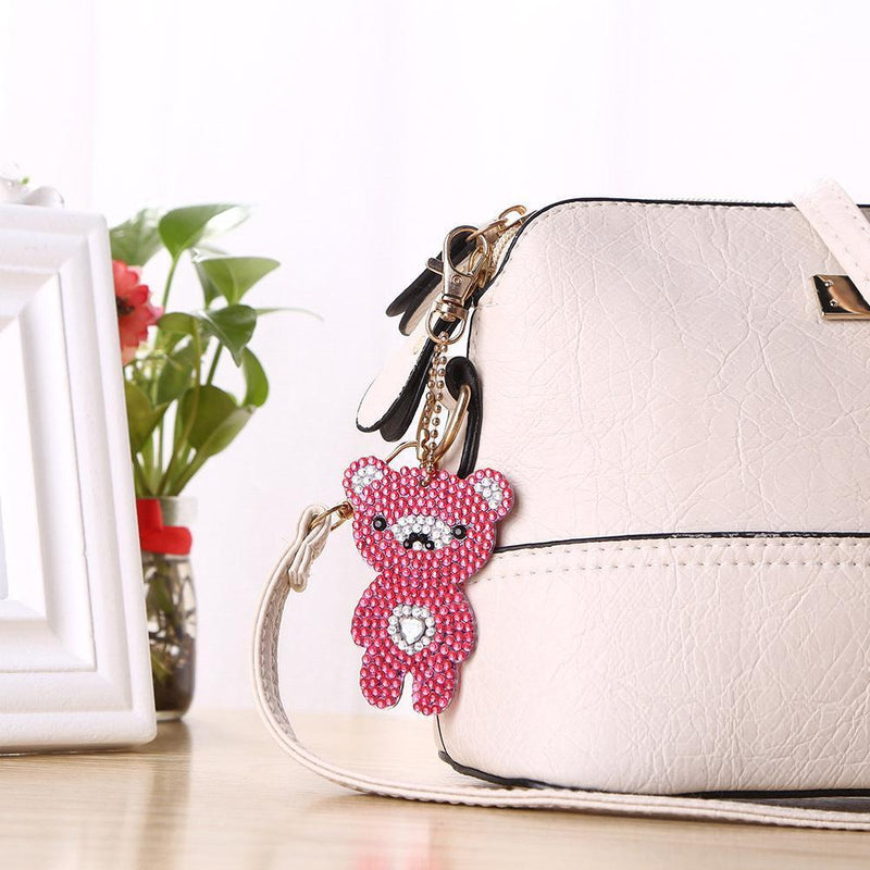 4pcs DIY Bear Full Drill Special Shaped Diamond Painting Keychains Pendant Newly