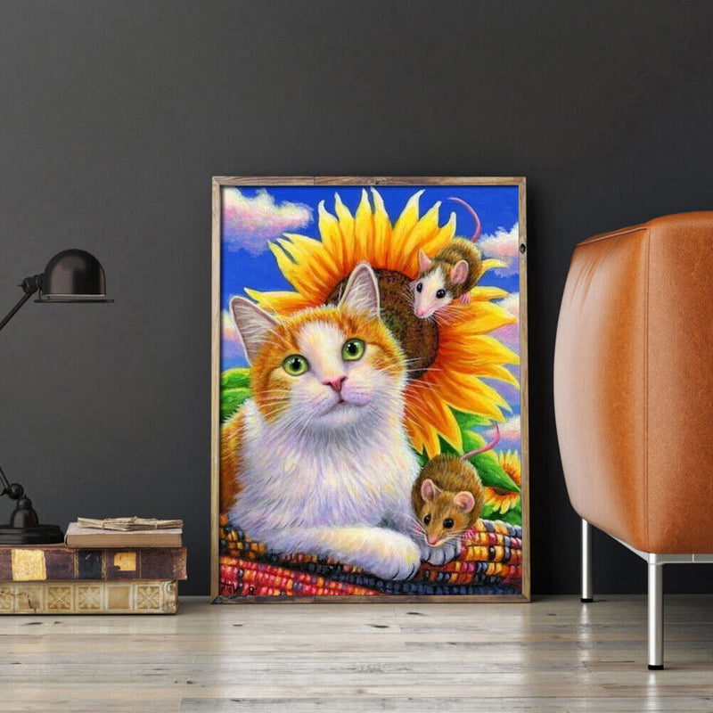 DIY Cat Animal Pattern Frameless Digital Paint Hand Painted Oil Picture Decor