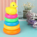 Early Educational Rainbow Tower Stack Circle Duck Ring Puzzle Pyramid (A) Newly