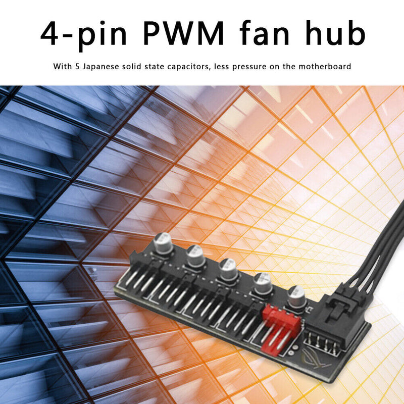 5-Port Desktop PC Cooler Cooling Fan Hub Splitter Controller for 4-Pin PWM Fan