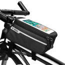 Waterproof Bicycle Front Tube Bag 6in Phone Touch Screen Saddle Bag (Black)