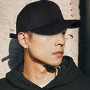 2pcs Baseball Cap Pure Color Unisex Outdoor Adjustable Snapback Hat (Black)