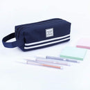 Large Capacity Pencil Case Bags Zipper Solid Stationery Box (Navy Blue) Newly