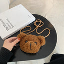 Plush Shoulder Crossbody Bag Women Kids Cute Bear Shaped Mini Purse (White)