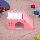 Hamster Staircase Villa Sleeping House Bear Pet Nest Log Cabinet(Pink)