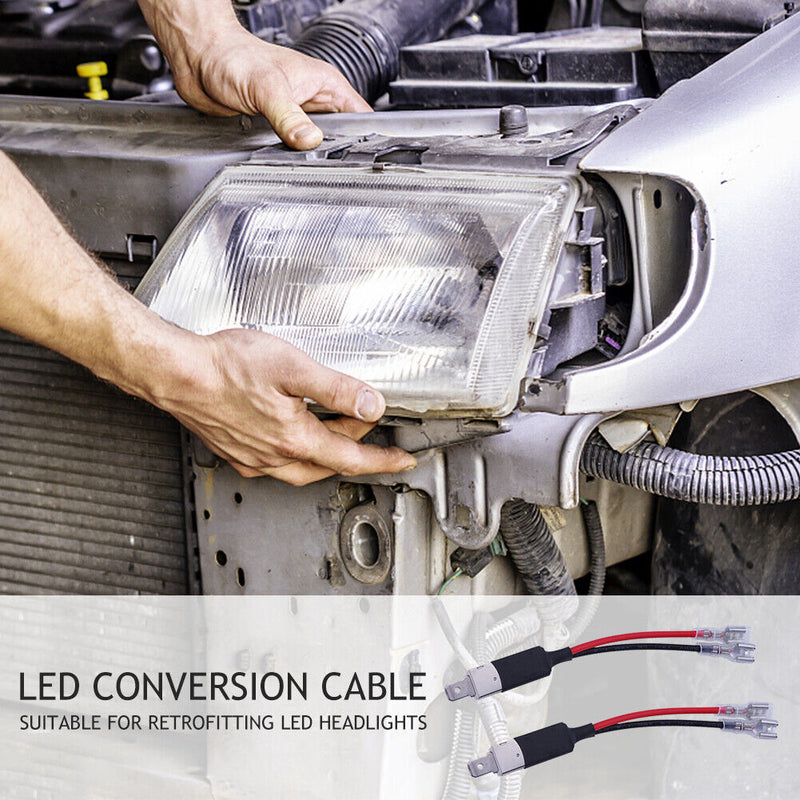 2pcs H1 LED Headlight Bulbs Replacement Conversion Wiring Line Adapter Holder